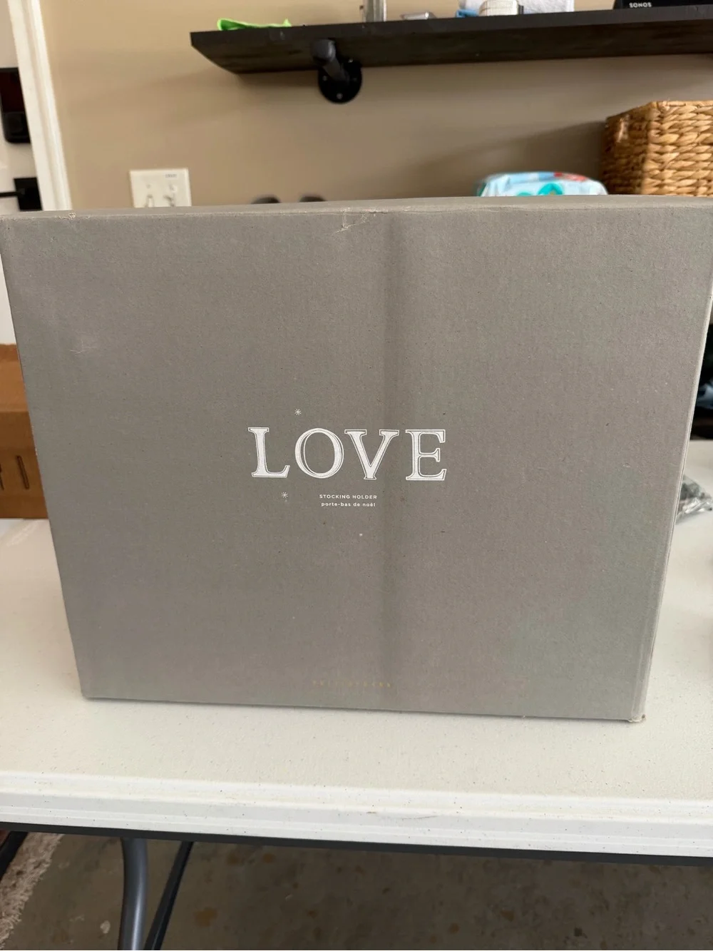 Pottery Barn Silver 'LOVE' Stocking Hooks - BRAND NEW IN BOX